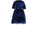 Velvet Party Dress, Blue - Dresses - 2 - thumbnail