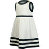 Pure Linen White+ Navy Summer Dress - Dresses - 1 - thumbnail