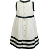 Pure Linen White+ Navy Summer Dress - Dresses - 2 - thumbnail