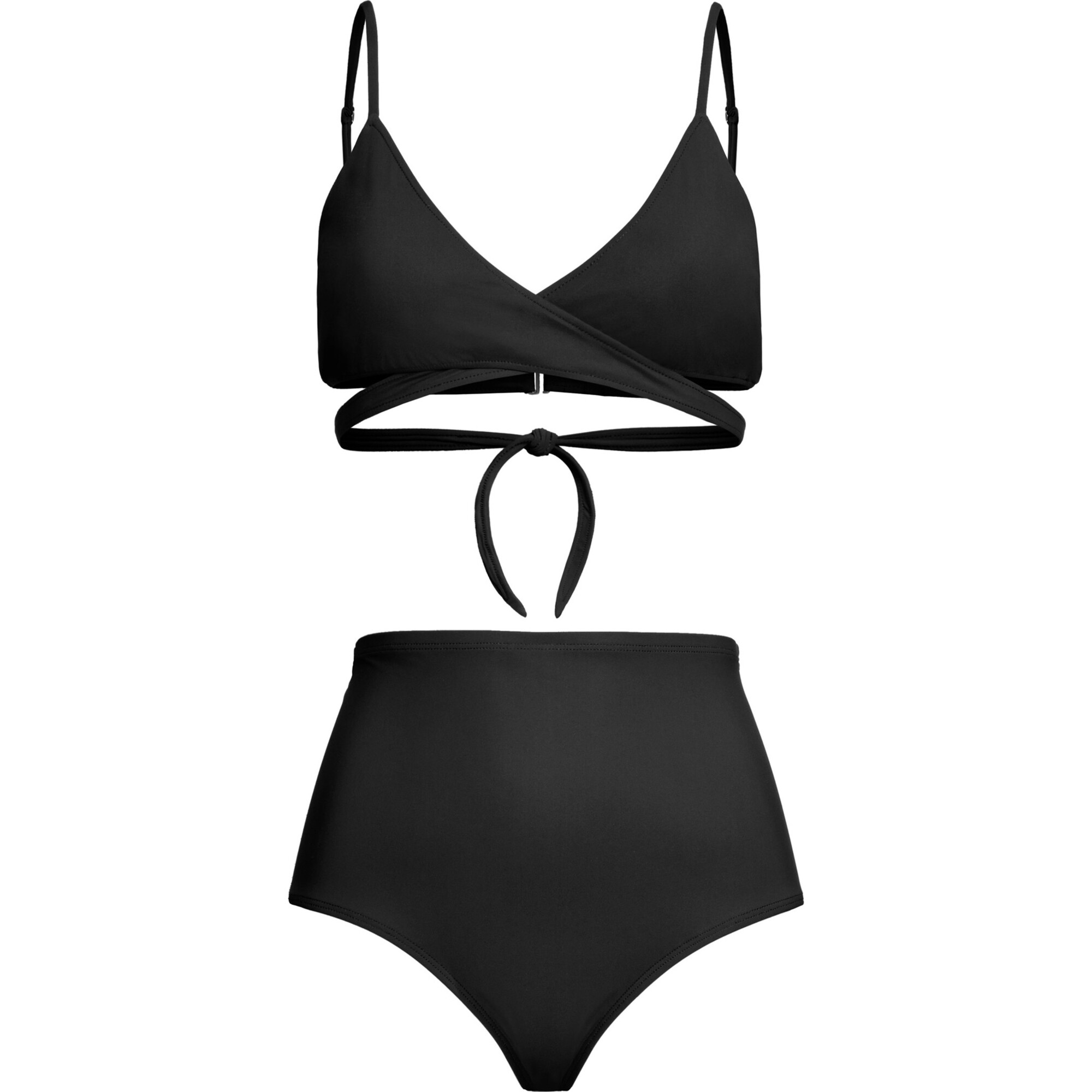 Nina High Waist Bikini Bottom, Black - Two Pieces - 1