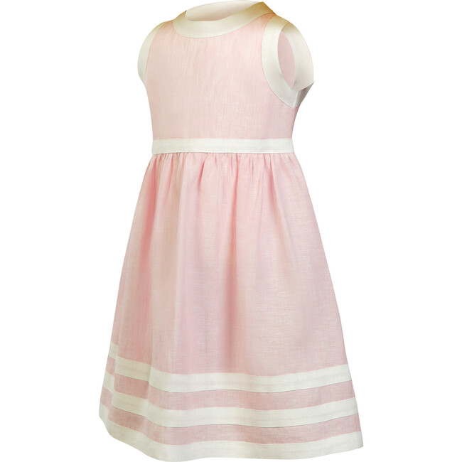 Pure Linen Pink + White Summer Dress