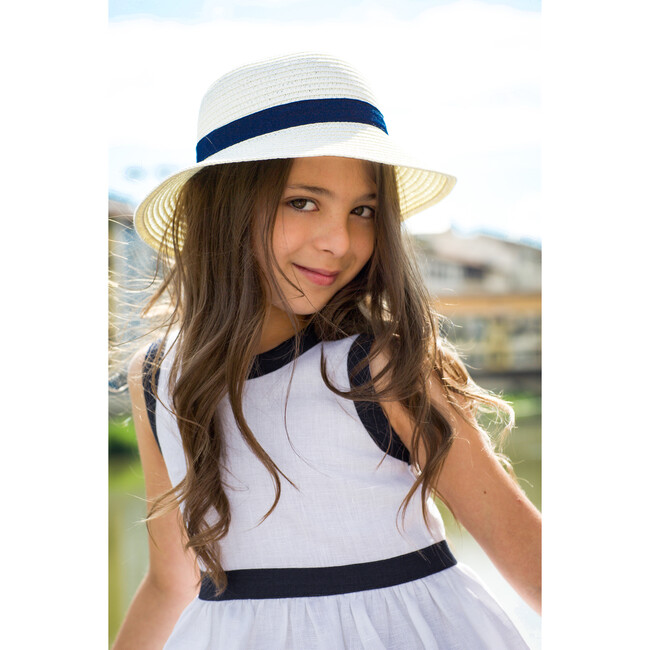 Pure Linen White+ Navy Summer Dress - Dresses - 4