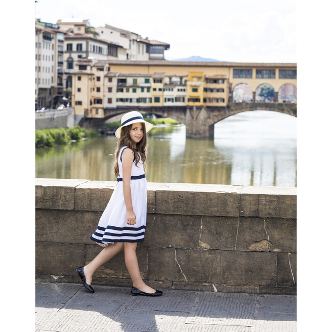Pure Linen White+ Navy Summer Dress - Dresses - 5