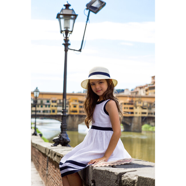 Pure Linen White+ Navy Summer Dress - Dresses - 7
