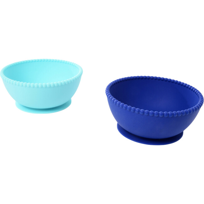 Silicone Suction Bowls, Turquoise/Cobalt