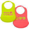 Silicone Bib (2 Pack), Bright Pink/Chartreuse - Bibs - 1 - thumbnail