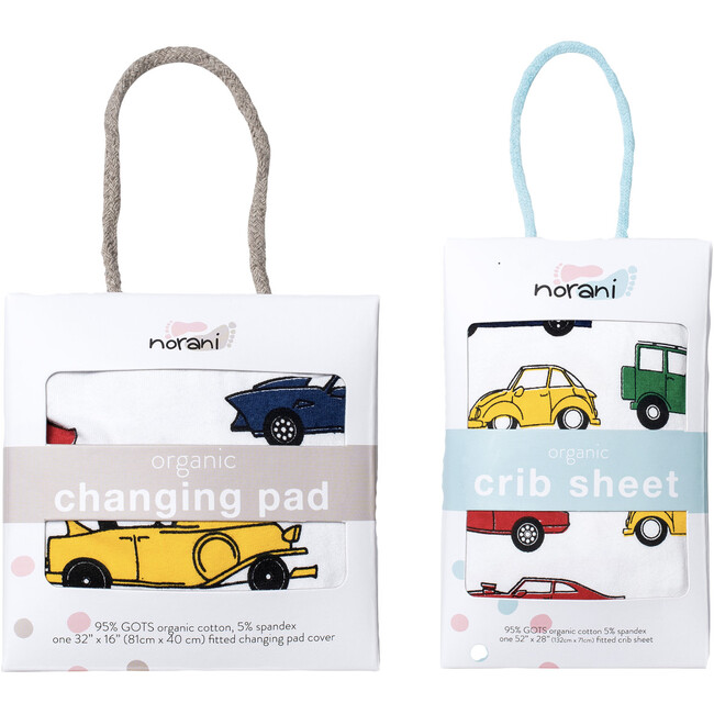 Norani Crib Sheets & Changing Pad Cover Bundle, Colorful Cars - Changing Pads - 1