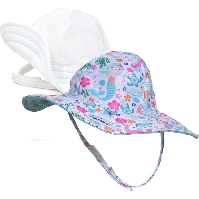 Summer Splash Swim Hat 2 Pack, Mermaid Lagoon & White