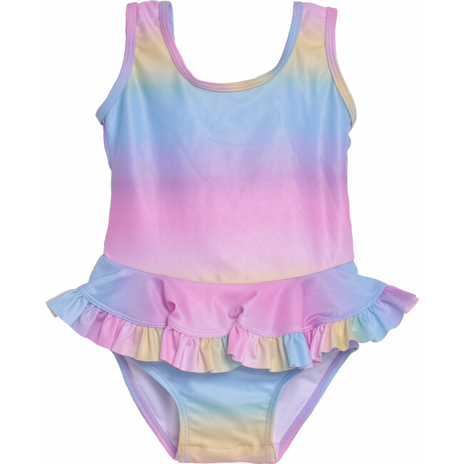 Stella Infant Ruffle Swimsuit, Rainbow Ombre - Flap Happy Swim | Maisonette