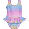 Stella Infant Ruffle Swimsuit, Rainbow Ombre - One Pieces - 1 - thumbnail