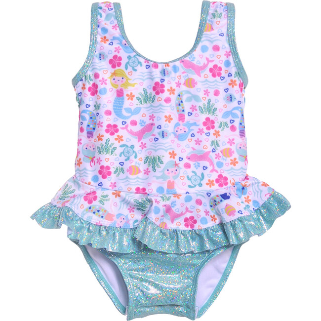 Stella Infant Ruffle Swimsuit, Mermaid Lagoon - One Pieces - 1