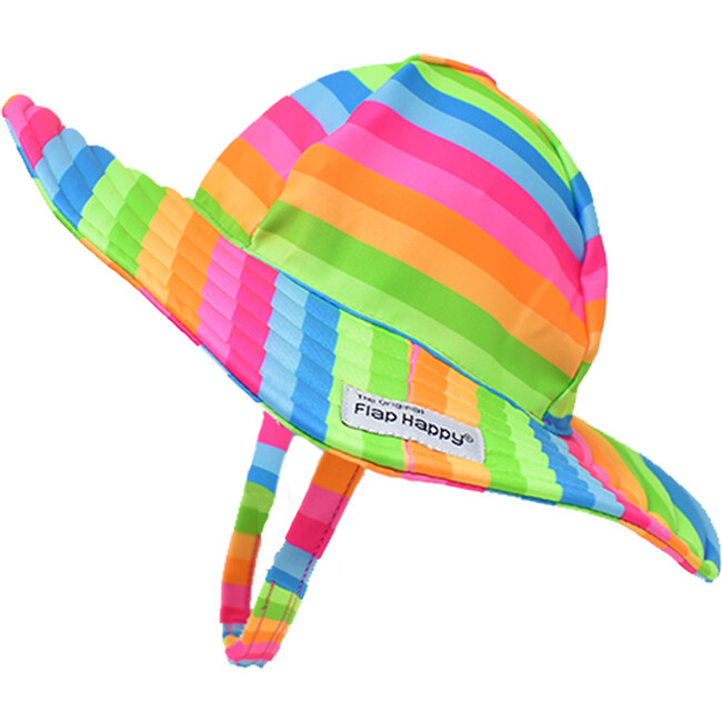 UPF 50+ Summer Splash Swim Hat, Neon Stripe