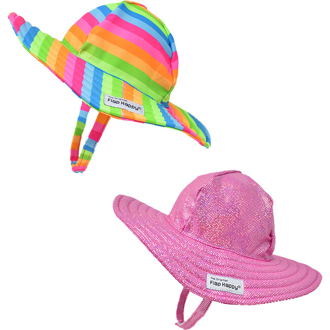 Summer Splash Hat 2 pack, Nest Stripe & Pink Sparkle - Hats - 1