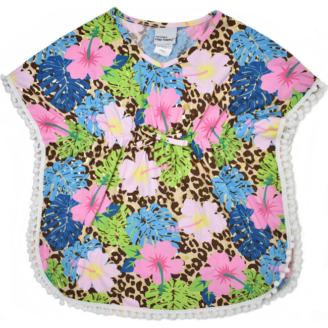 UPF 50 Kaia Beach Swim Cover-Up, Cheetah Blooms - Cover-Ups - 1