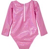 Charlie Rash Guard Swimsuit, Pink Sparkle - One Pieces - 2 - thumbnail