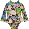 UPF 50 Alissa Infant Ruffle Rash Guard Swimsuit, Cheetah Blooms - One Pieces - 1 - thumbnail