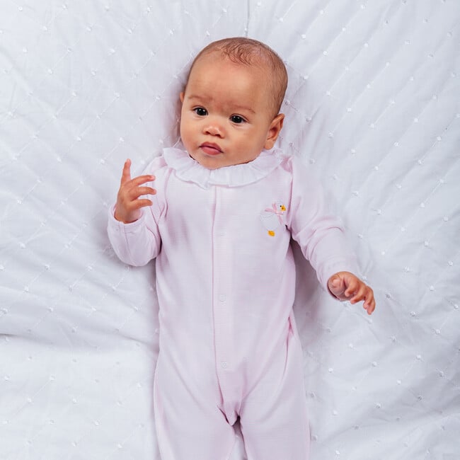 Jemima Applique All In One, Pale Pink Stripe - Onesies - 2