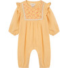 Double Gauze Embroidered Coverall, Tan - Onesies - 1 - thumbnail