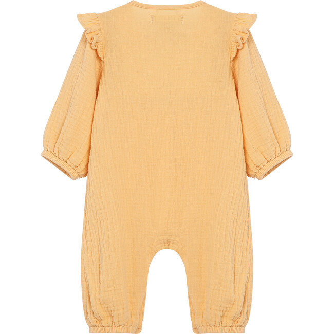 Double Gauze Embroidered Coverall, Tan - Onesies - 2