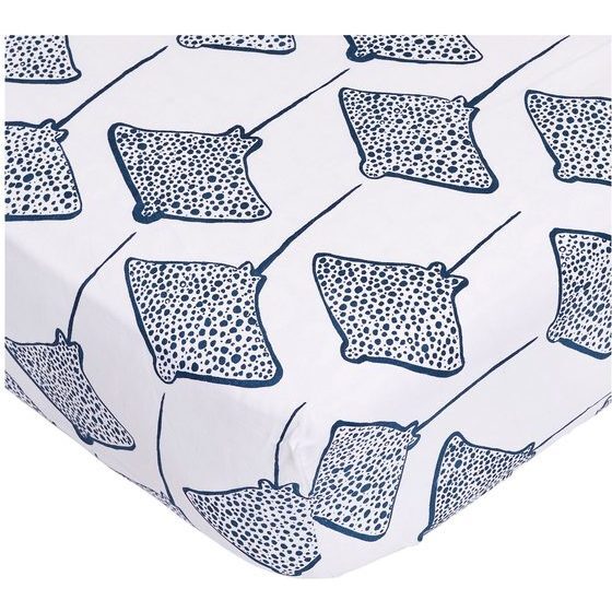 Organic Cotton Crib Sheet - Stingray, Denim - Crib Sheets - 1