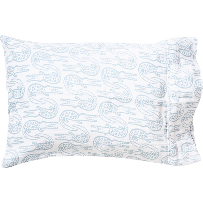 Alligator Toddler Pillowcase, Bay Blue - Shams - 1