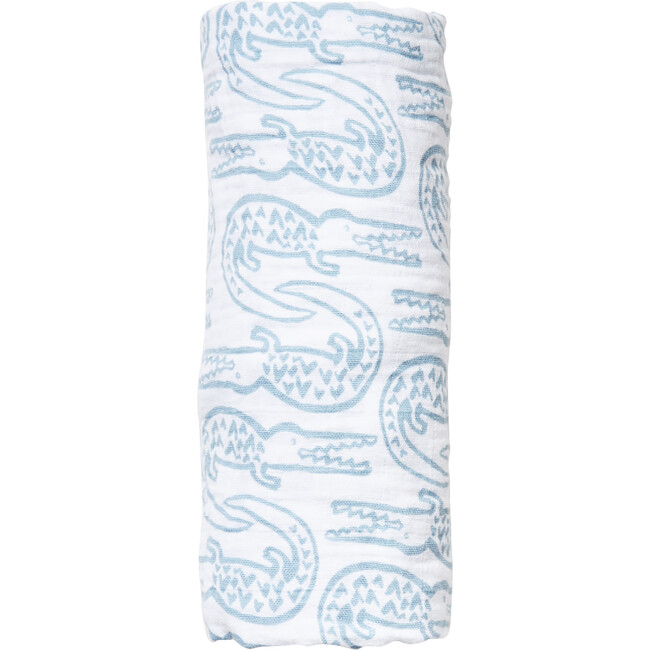 Alligator Swaddle, Bay Blue - Swaddles - 1