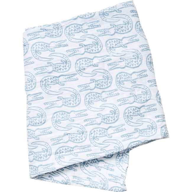 Alligator Swaddle, Bay Blue - Swaddles - 2