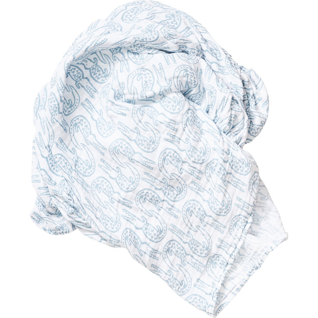 Alligator Swaddle, Bay Blue - Swaddles - 3