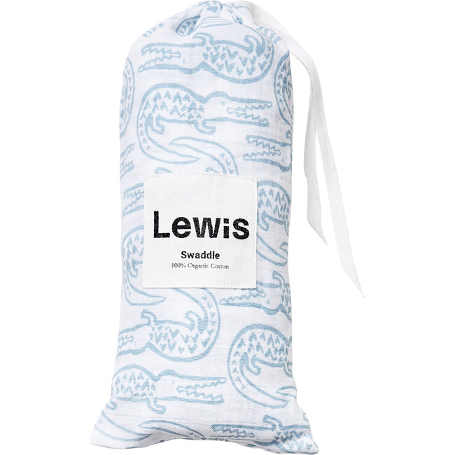Alligator Swaddle, Bay Blue - Swaddles - 4