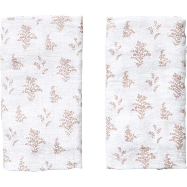 Set of 2 Burp Cloths, Mauve Goldenrod - Burp Cloths - 1