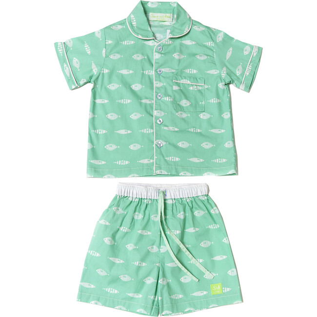 Boy's Gone Fishing Short Set, Green - Sant & Abel Sleepwear | Maisonette