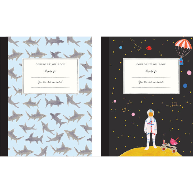 Set of 2 Composition Notebooks, Space/Sharks - Paper Goods - 1 - zoom