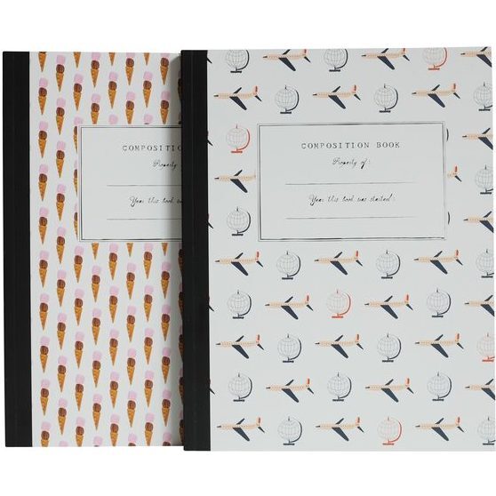 Set of 2 Composition Notebooks, Ice Cream/Travel - Paper Goods - 1