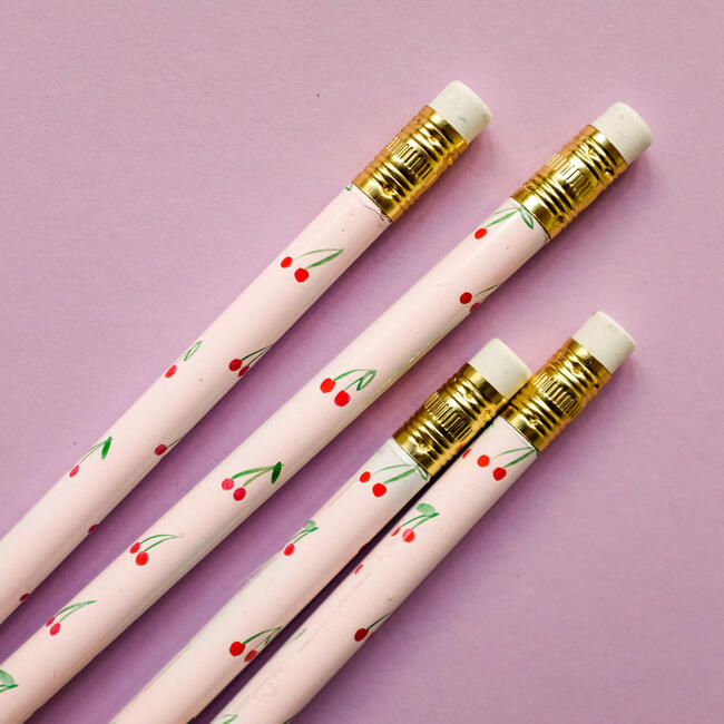 Set of 8 Cherries on Top Pencils
