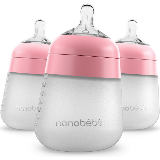 Flexy Silicone Baby Bottle 3 Pack, Pink