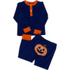 Jack O Lantern Applique Pajama Set, Navy - Pajamas - 1 - thumbnail