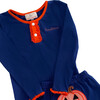 Jack O Lantern Applique Pajama Set with Ruffles, Navy - Pajamas - 4