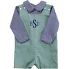 Shortall with Navy Gingham Peter Pan Shirt, Sage Green - Mixed Apparel Set - 1 - thumbnail