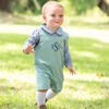 Shortall with Navy Gingham Peter Pan Shirt, Sage Green - Mixed Apparel Set - 2