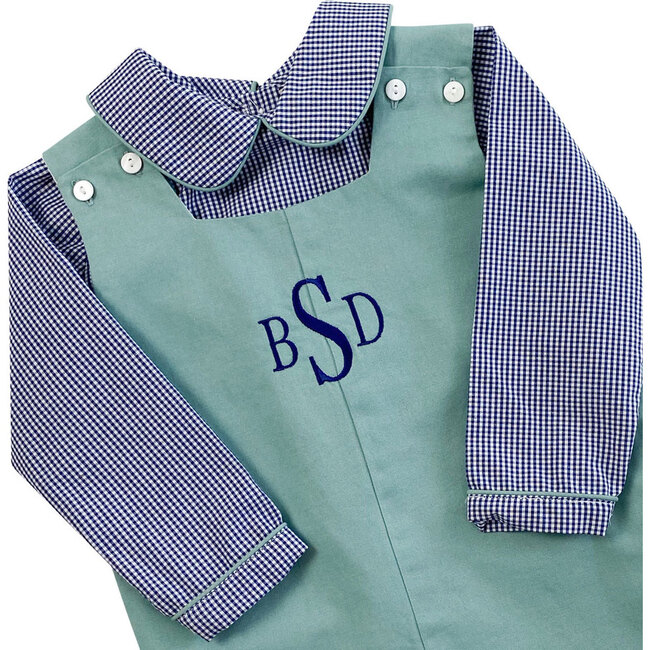 Shortall with Navy Gingham Peter Pan Shirt, Sage Green - Mixed Apparel Set - 5