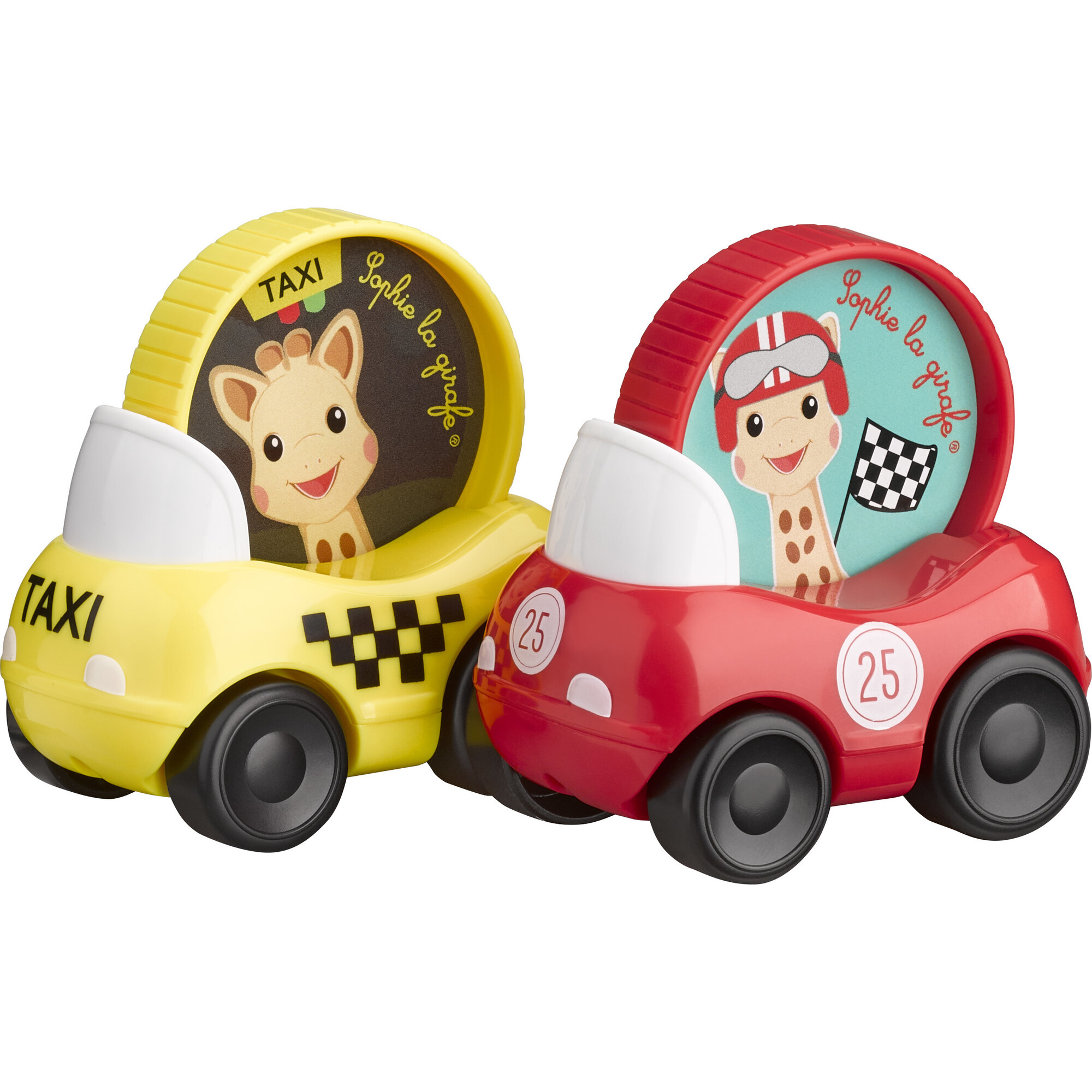 Set of 2 Sophie La Girafe Vehicles, Red/Yellow - Developmental Toys - 1