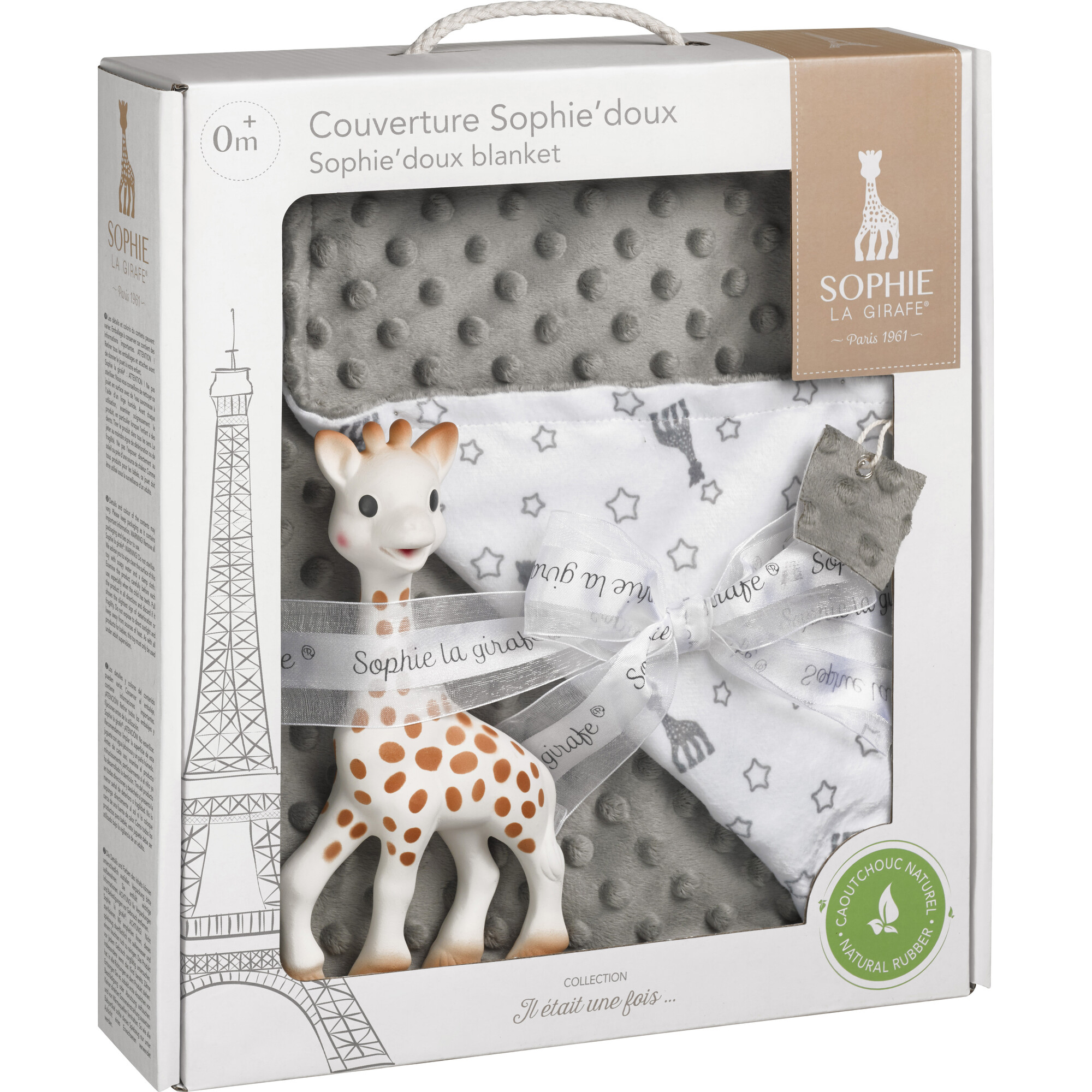 Sophie Baby Blanket Set, Grey/White - Blankets - 1