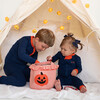 Jack O Lantern Applique Zip Up Pajamas with Ruffle, Navy - Pajamas - 3