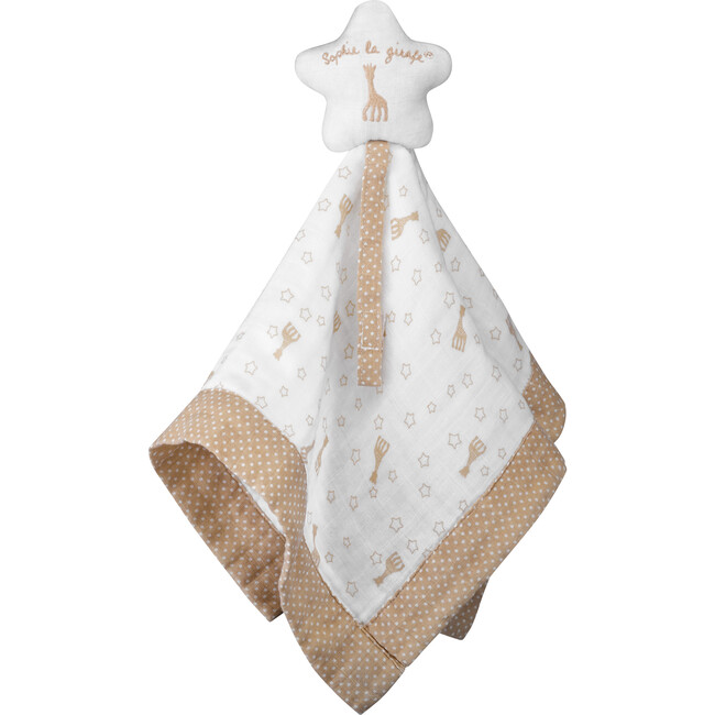So'Pure Pacifier Holder Baby Blanket, White/Brown - Blankets - 1