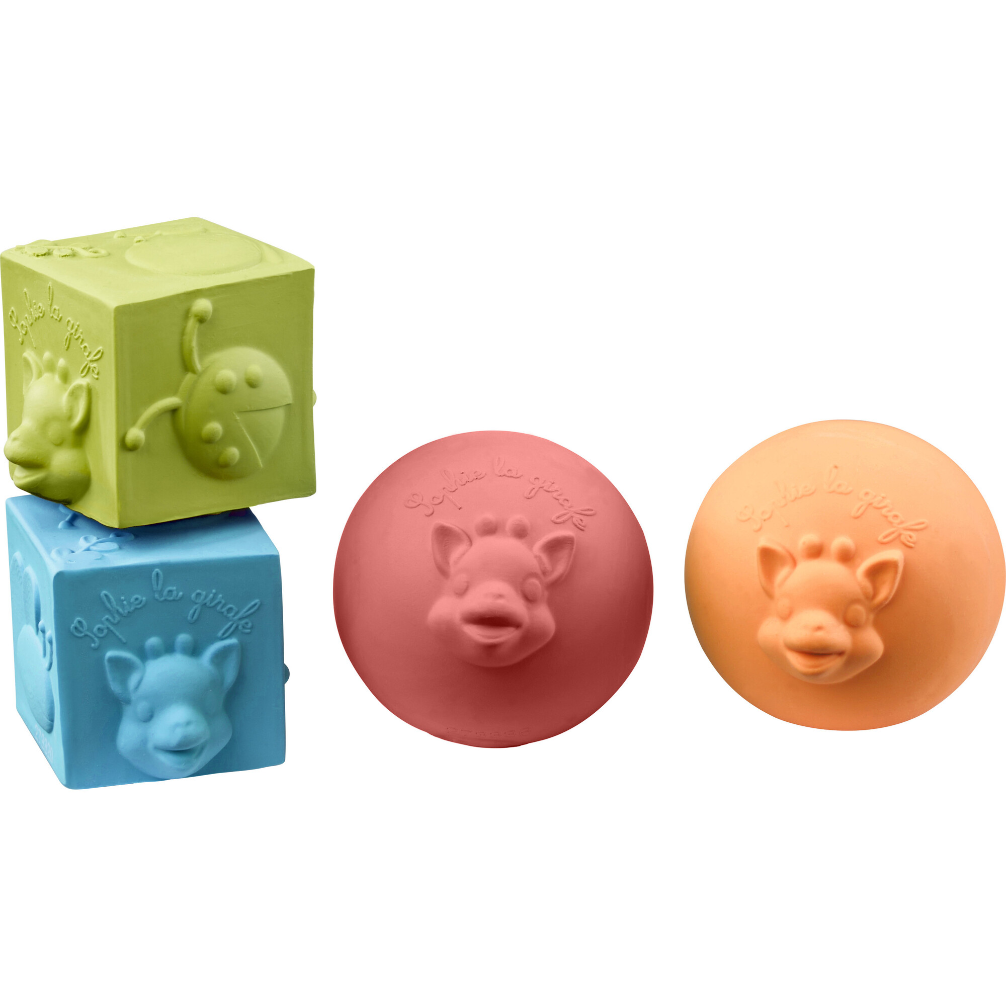 So’Pure Natural Rubber Cube & Ball Teether Set, Rainbow - Teethers - 1