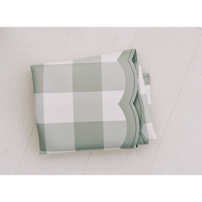 Scallop-Edge Buffalo Check Vegan Leather Playmat, Green - Playmats - 8