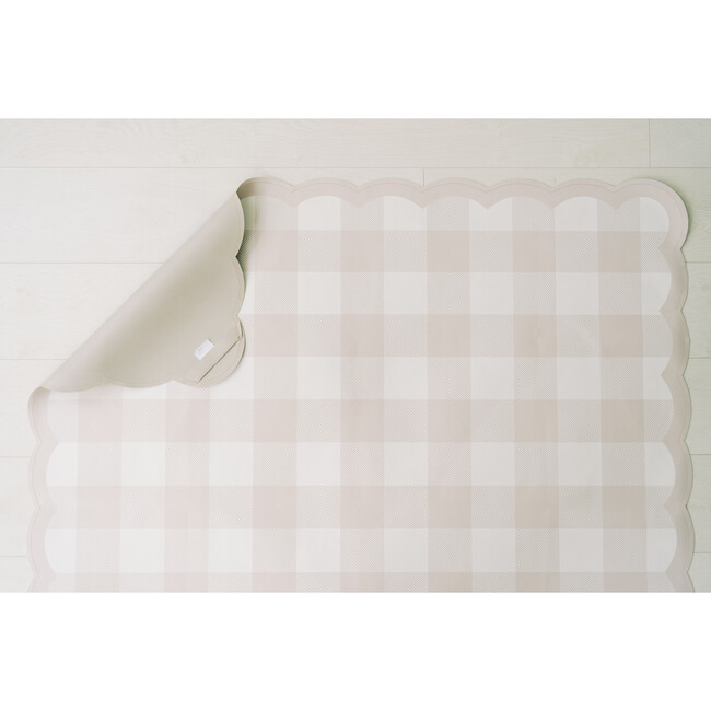 Scallop-Edge Buffalo Check Vegan Leather Playmat, Grey - Playmats - 9