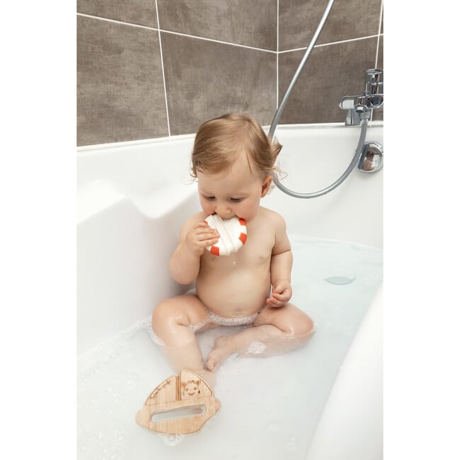 So'Pure Rubberwood Boat, Orange/White - Bath Toys - 5