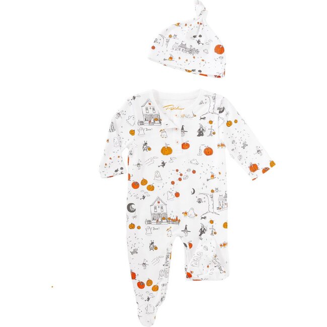 Halloween Pumpkins Onesie + Hat, Orange