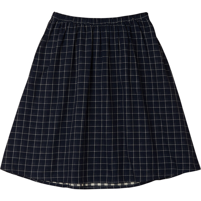 Checkered Midi Skirt, Navy